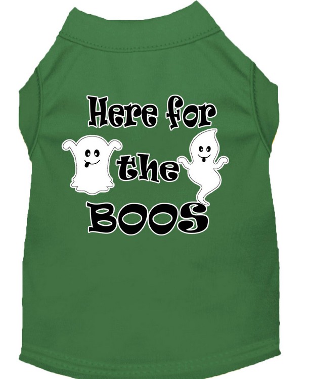 Here for the Boos Screen Print Dog Shirt Green Med